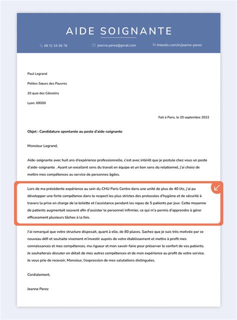 lettre de motivation aide soignante exemple.